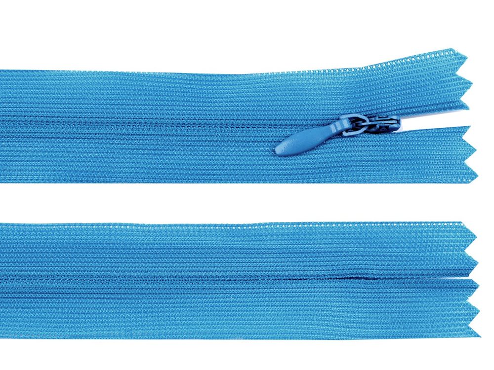 Spirálový zip skrytý šíře 3 mm délka 35 cm Dederon - 208 modrá sytá světlá