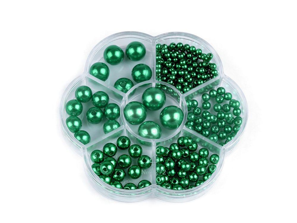 Sada plastových voskových korálků v boxu - 9 zelená