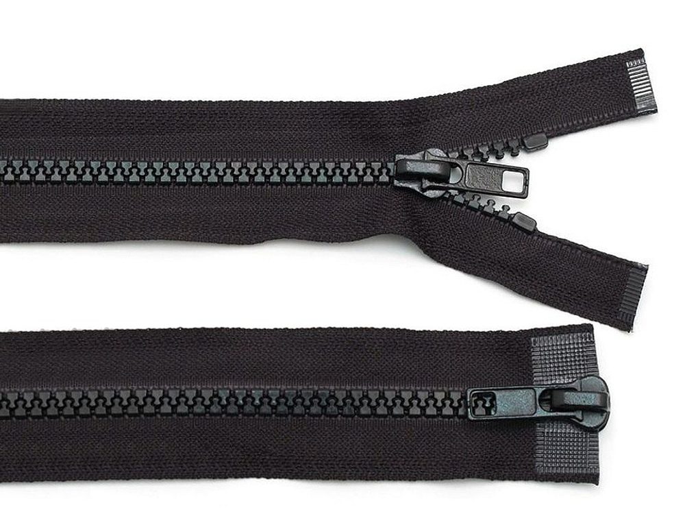 Dělitelný Kostěný Zip s Dvěma Jezdci - 5 mm, 70 cm, Ideální pro Bundy - 322 černá