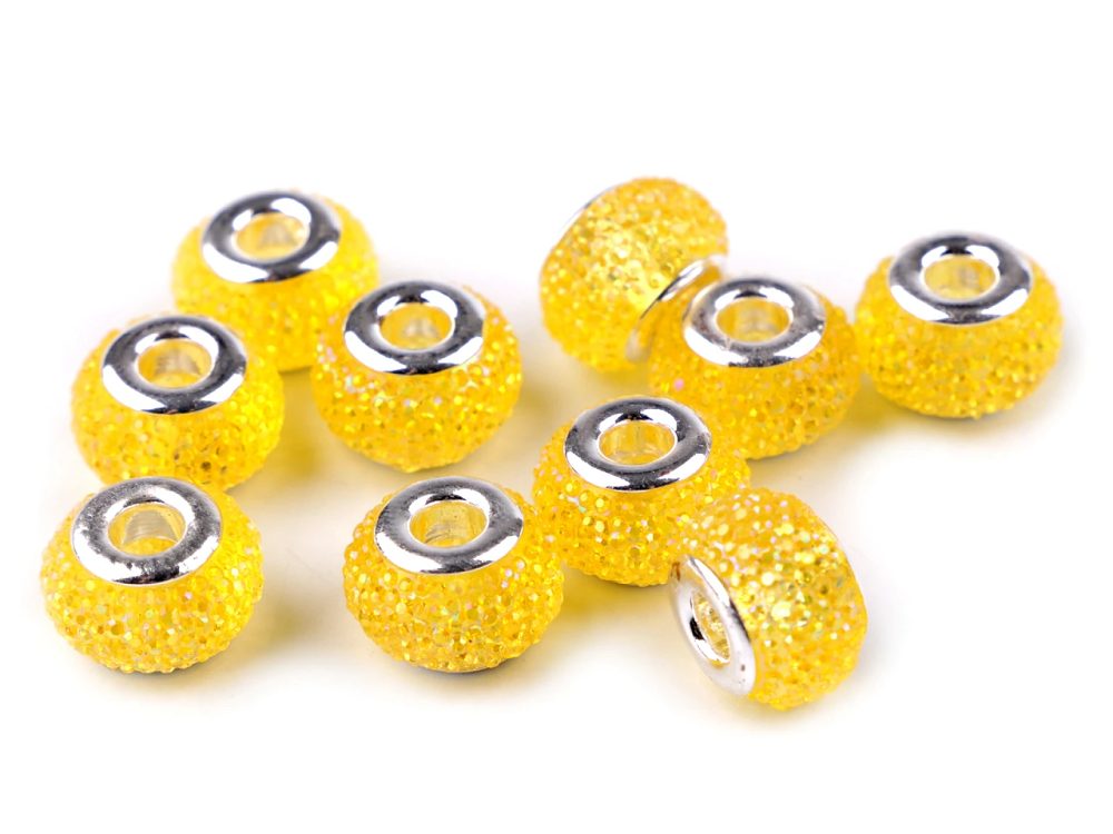 Plastové korálky s velkým průvlekem / plavkové 9x14 mm 2 kusy - 17 (038) žlutá světlá