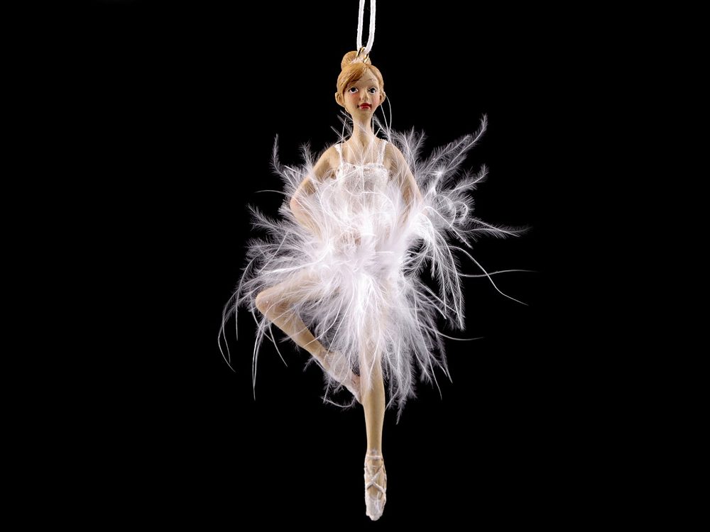 Dekorace baletka k zavěšení - 2 bílá