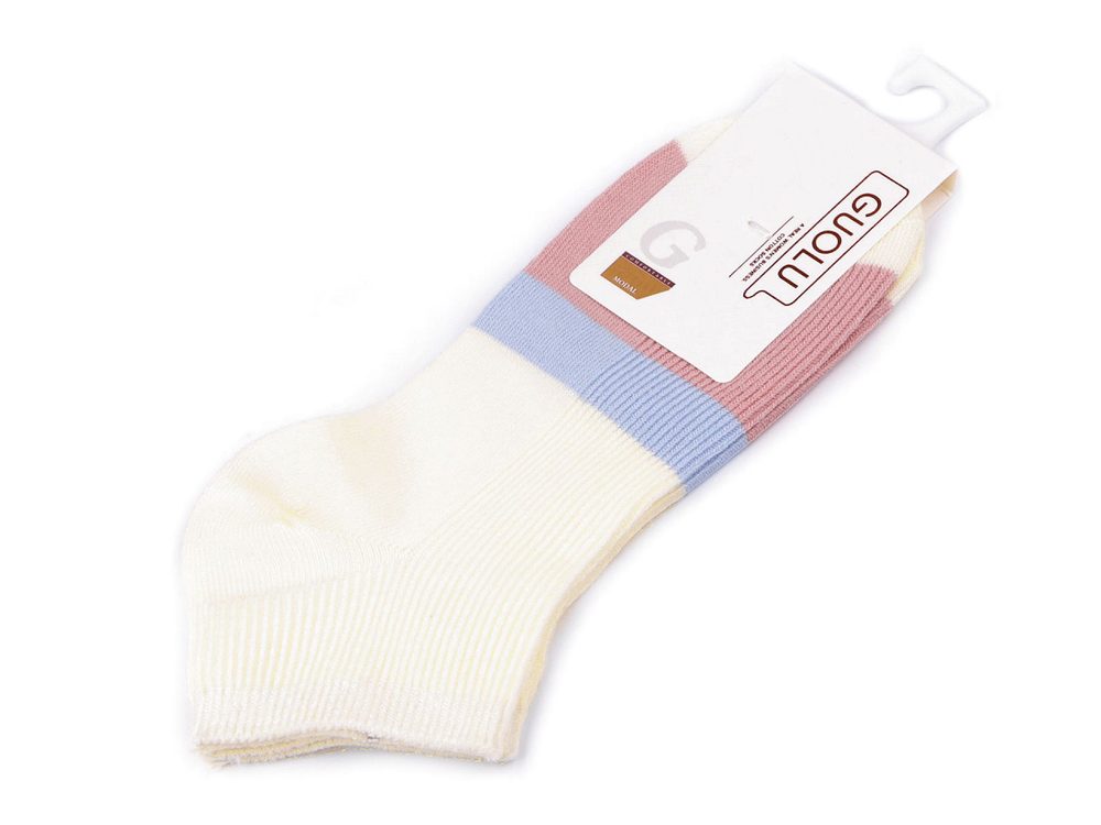 Dámské / dívčí bavlněné ponožky kotníkové - 6 krémová světlá pudrová