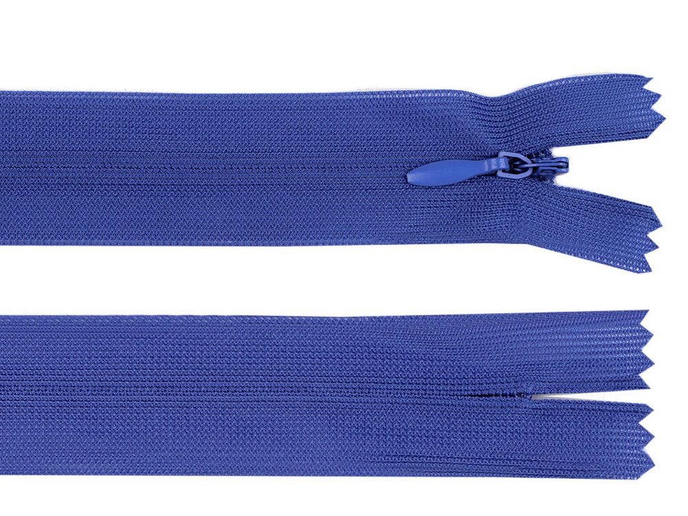 Spirálový zip skrytý šíře 3 mm délka 40 cm dederon - 340 modrá královská