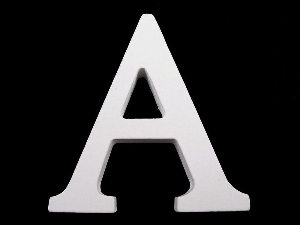 Dřevěná dekorace písmena abecedy výška 8 cm - 1 "A" bílá sněžná