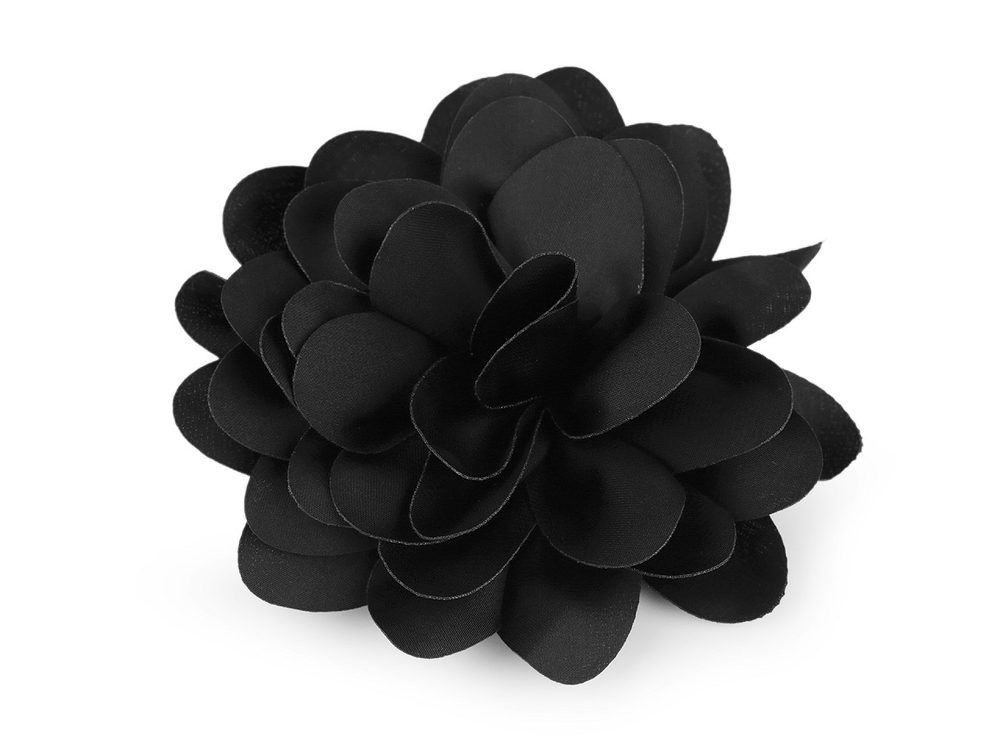 Brož / ozdoba do vlasů saténový květ Ø10 cm - 4 černá