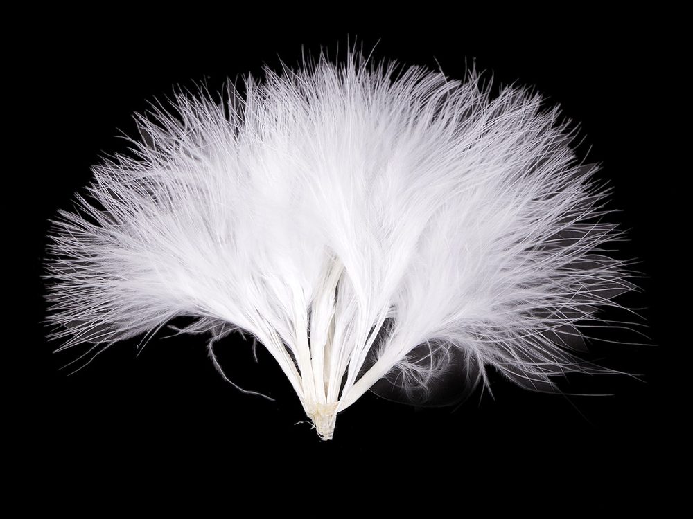 Peří marabu délka 5-12 cm - 1 bílá