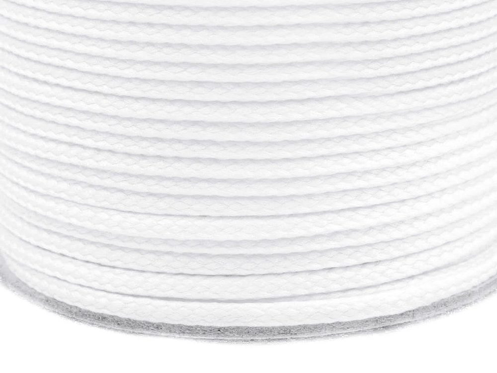 Oděvní šňůra PES Ø4 mm 100 metrů - 0002 bílá