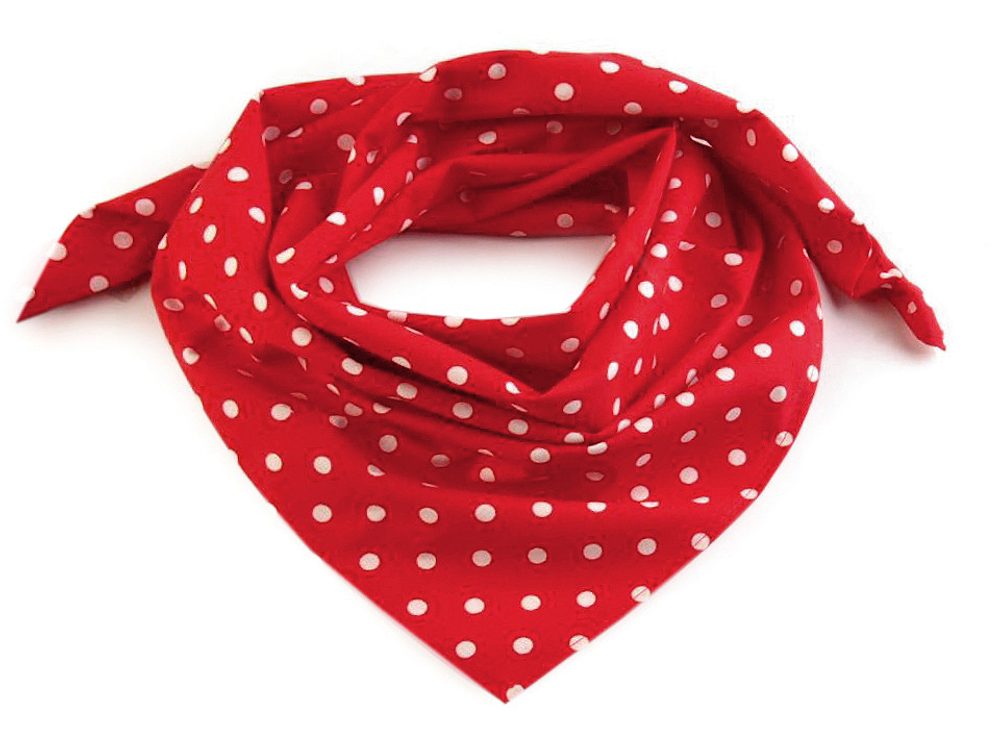 Bavlněný šátek s puntíky 65 x 65 cm - 8 (053) červená