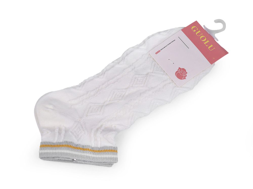 Dámské / dívčí bavlněné ponožky kotníkové - 3 bílá