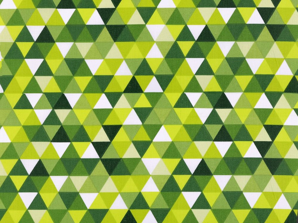 Bavlněná látka trojúhelníky - 3 (126) zelená sv.