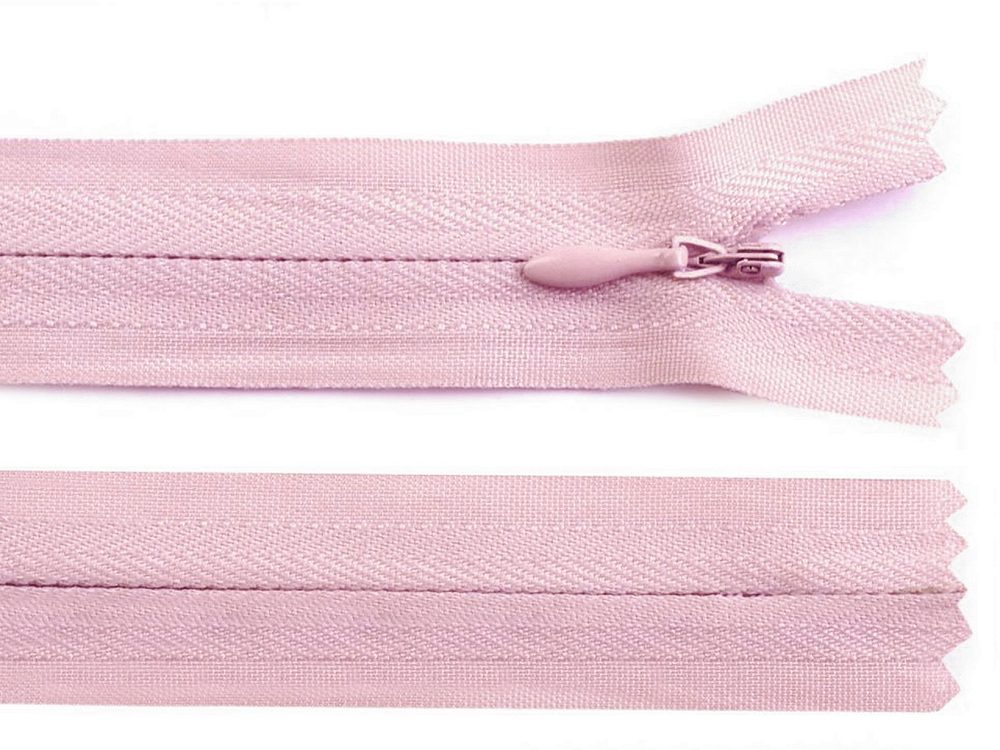 Skrytý Zip - Šíře 3 mm, Délka 18 cm - Nedělitelný, Pro Elegantní Vzhled - 133 růžová světlá