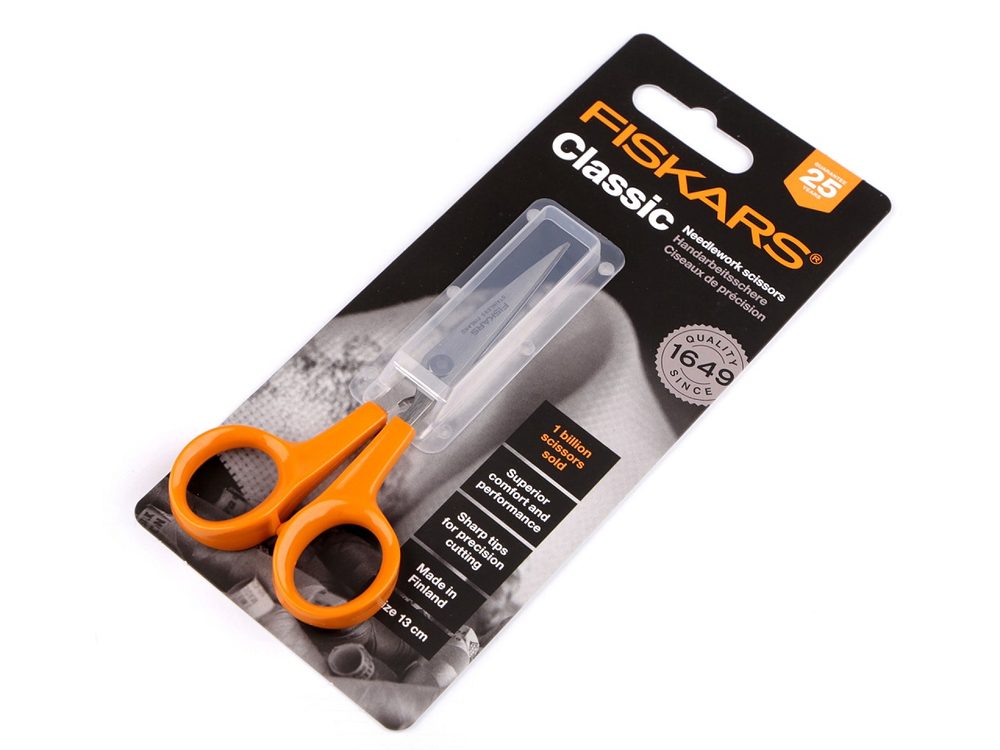 Vyšívací nůžky Fiskars délka 13 cm - oranžová