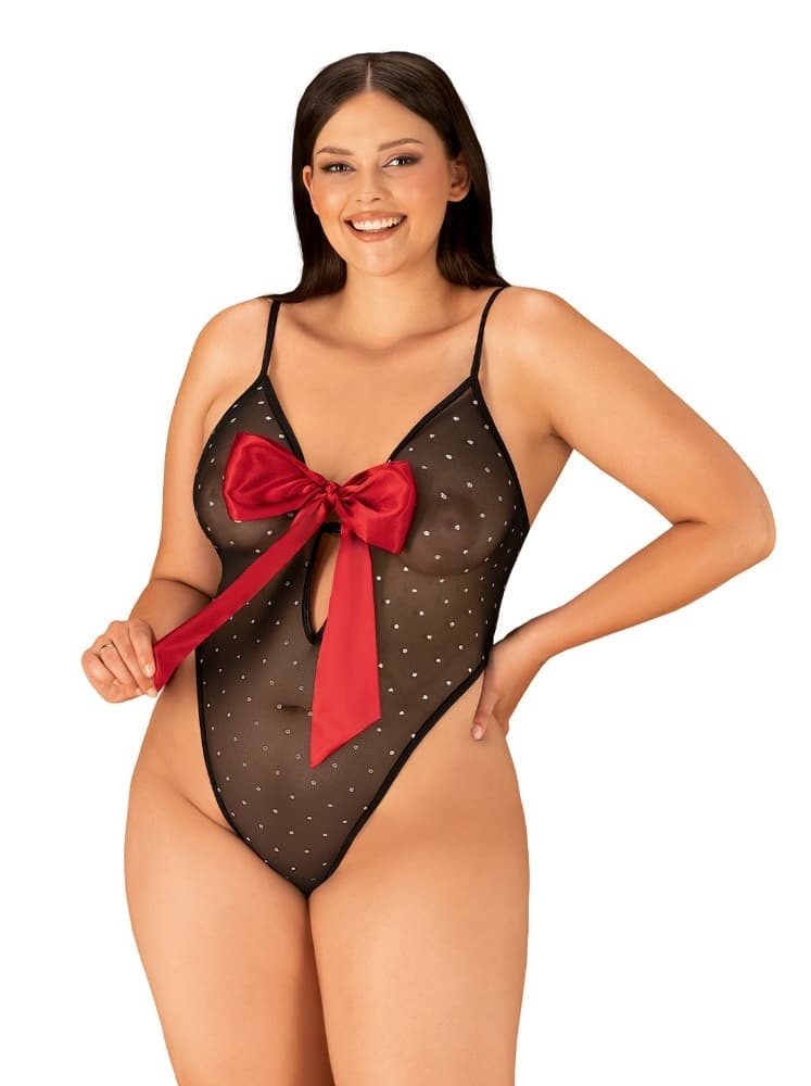 Elegantní body Tienesy teddy 2XL/3XL - 2XL/3XL - černá