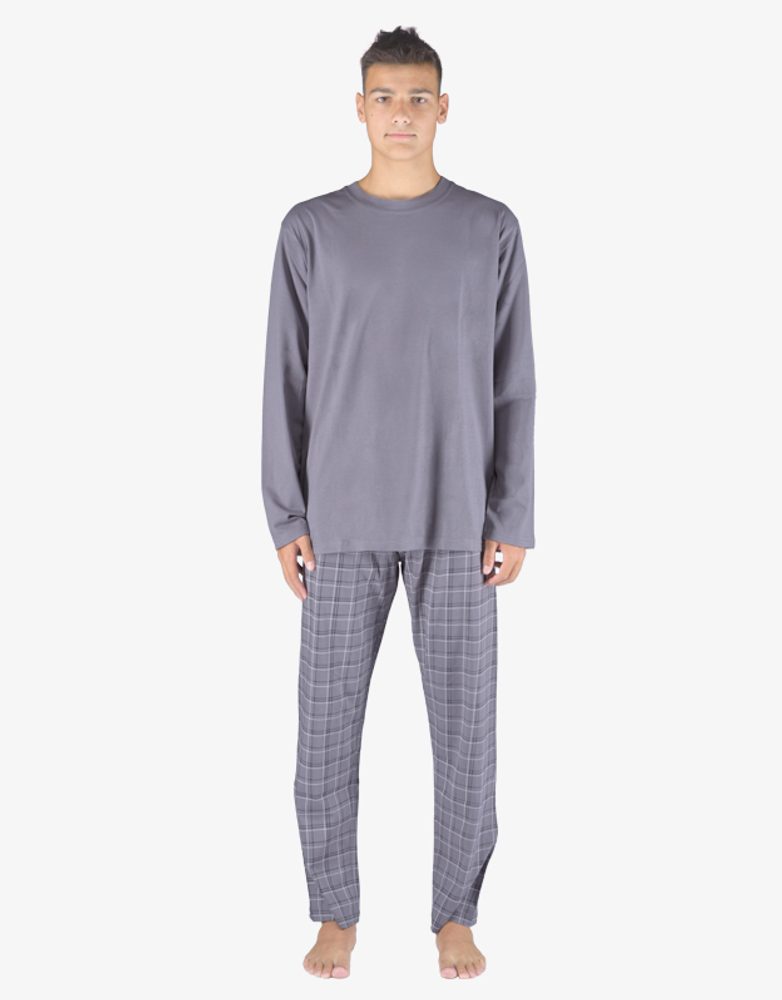 Dlouhé pánské pyžamo - šedá černá - L