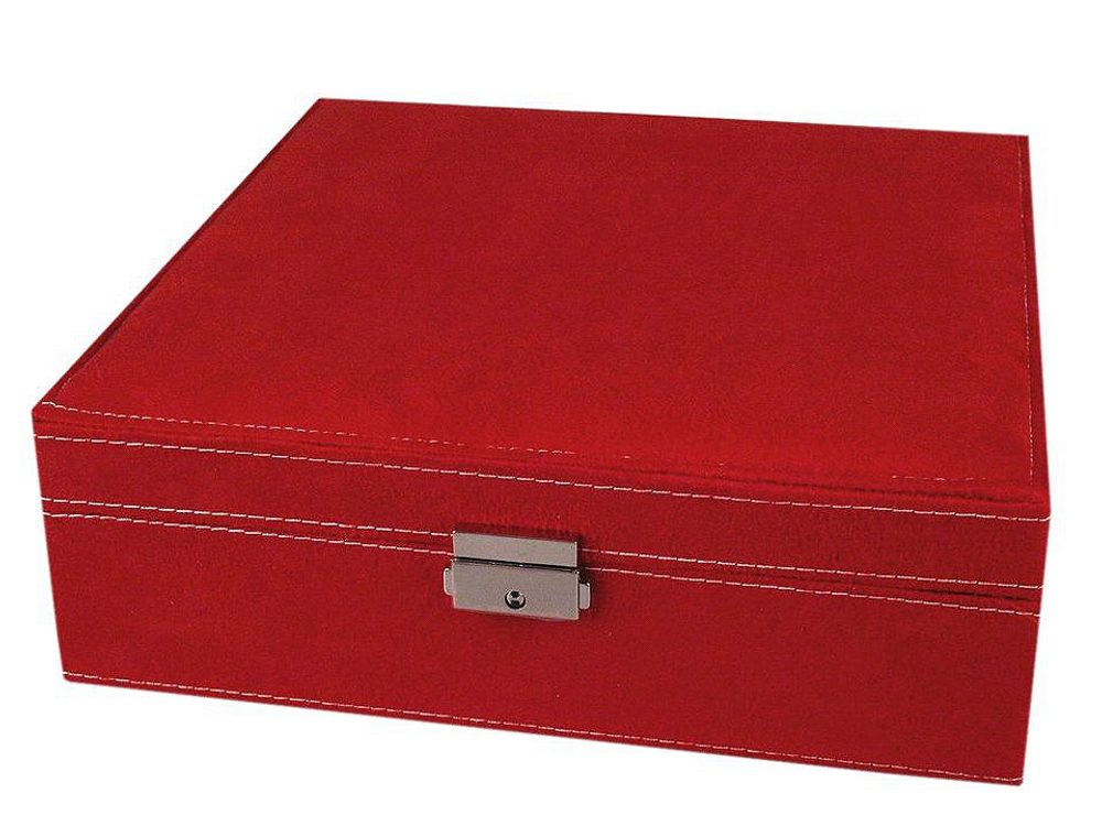 Luxusní Šperkovnice s Dvěma Patry - Rozměry 8,5x26x26 cm - 1 červená jahoda