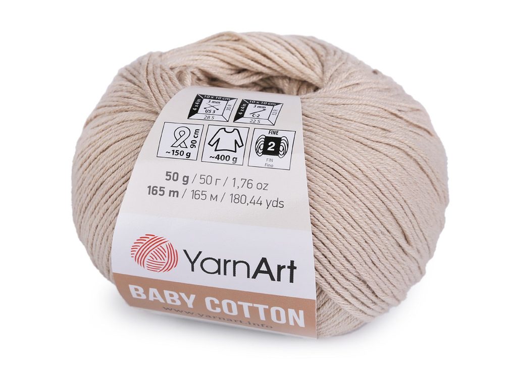 Pletací příze Baby Cotton 50 g - 2 (403) béžová světlá