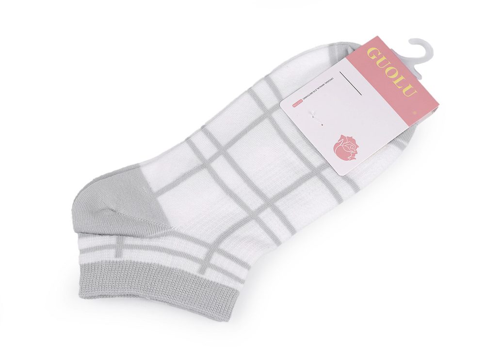 Dámské / dívčí bavlněné ponožky kotníkové - 5 bílá šedá světlá