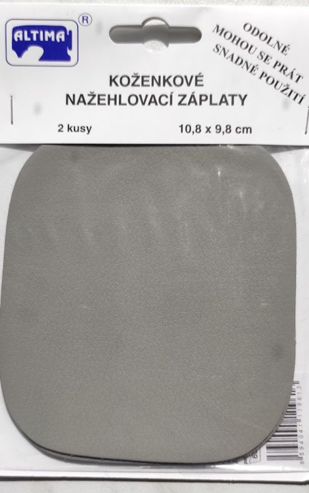 Nažehlovací záplaty koženkové 2ks 10,8 x 9,8 cm - šedá