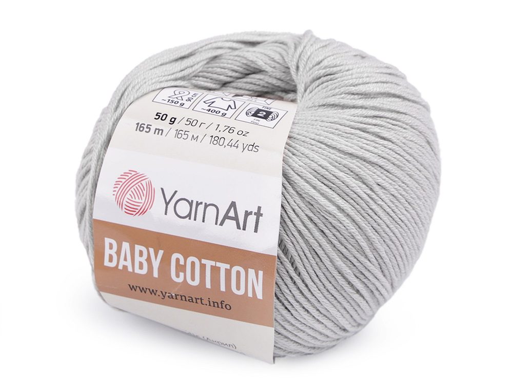 Pletací příze Baby Cotton 50 g - 25 (451) šedá nejsvětlější