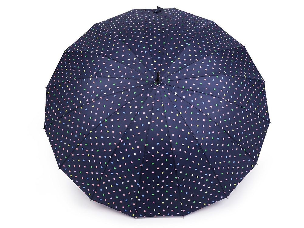 Velký deštník pro rodinu s puntíky - 2 modrá tmavá