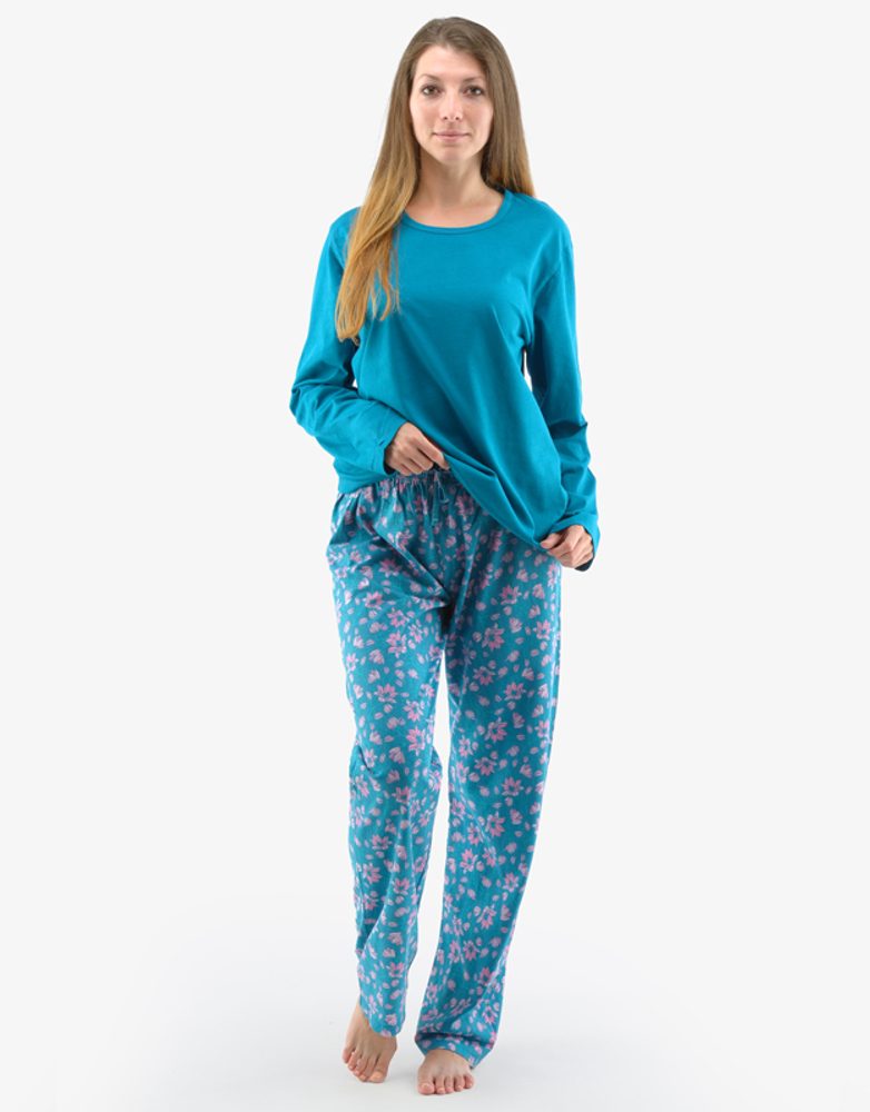 Dámské pyžamo dlouhé dámské - petrolejová lila - XL