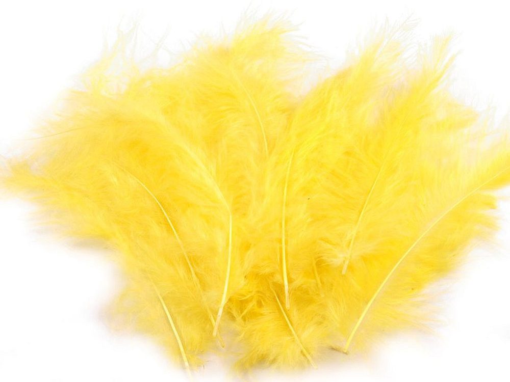 Pštrosí peří délka 9-16 cm - 2 žlutá