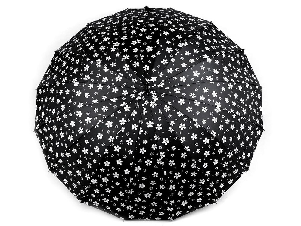Dámský vystřelovací deštník květy - 5 černá