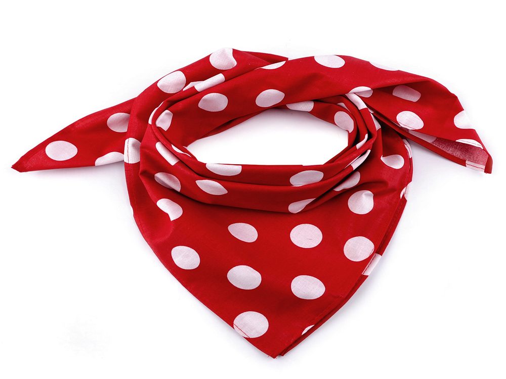 Bavlněný šátek s puntíky 65 x 65 cm - 56 (114) červená