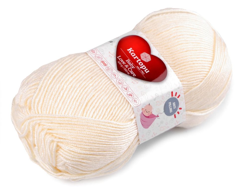 Pletací příze Baby Love a Care 100 g - 21 (025) krémová světlá