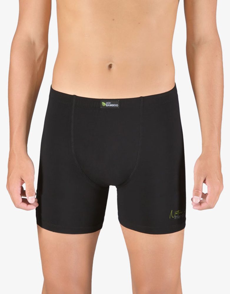 GINA pánské boxerky delší nohavička, šité, s potiskem Eco Bamboo 74163P - černá olivová - 54/56