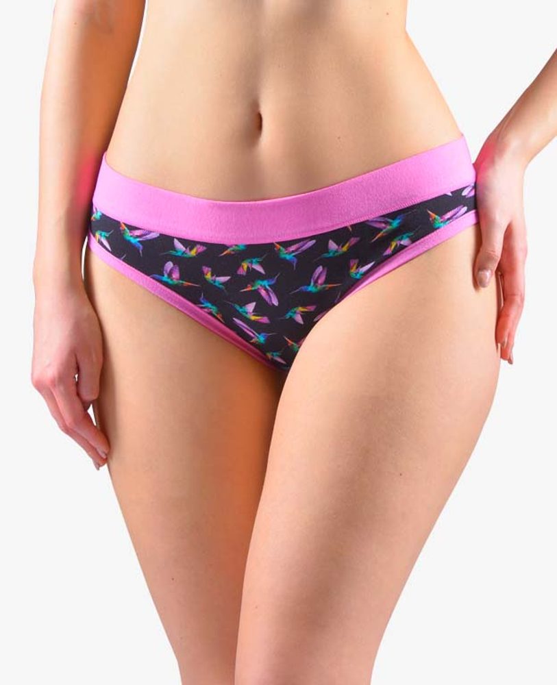 GINA dámské kalhotky bokové se širokým bokem, širší bok, šité, s potiskem Disco XVII 16171P - pink fialová - 42/44