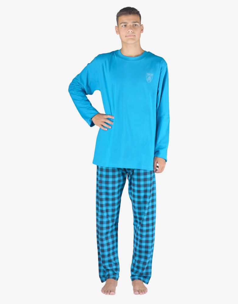 Dlouhé pánské pyžamo - dunaj lékořice - XL