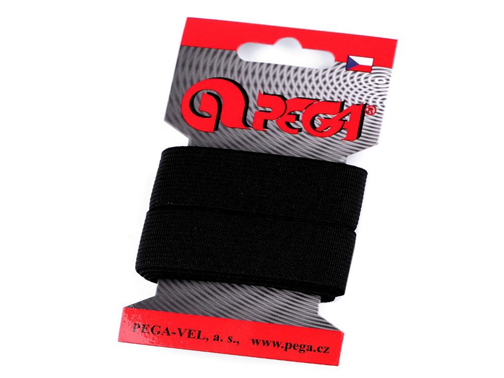 Hladká pruženka na kartě šíře 20 mm barevná - 7 (7001) černá