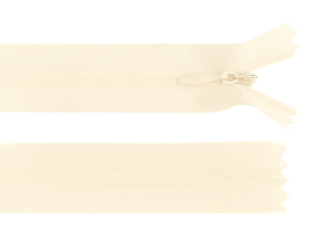 Spirálový zip skrytý šíře 3 mm délka 30 cm dederon - 103 krémová světlá