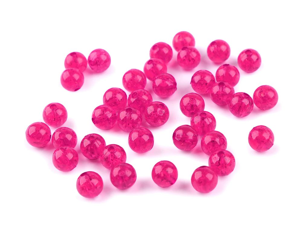 Plastové korálky kraklované Ø8 mm 30 g - 23 (8) pink