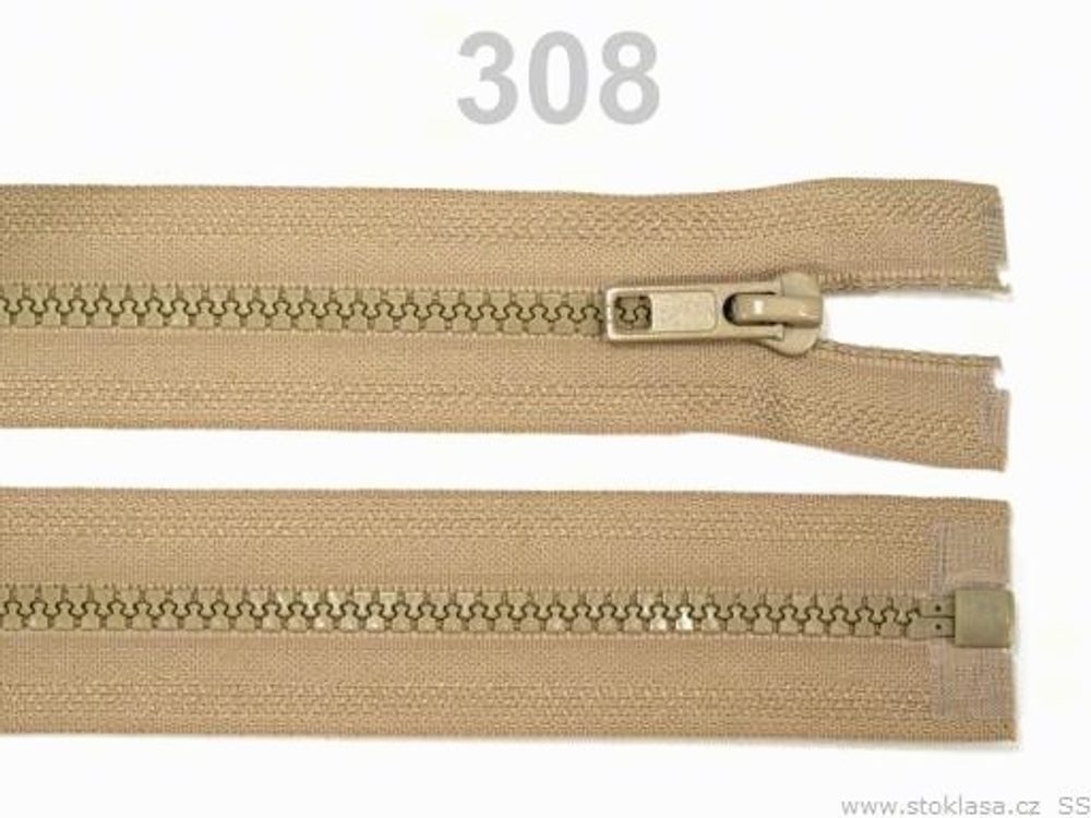 Kostěný zip šíře 5 mm délka 65 cm (bundový) - 308 Prairie Sand