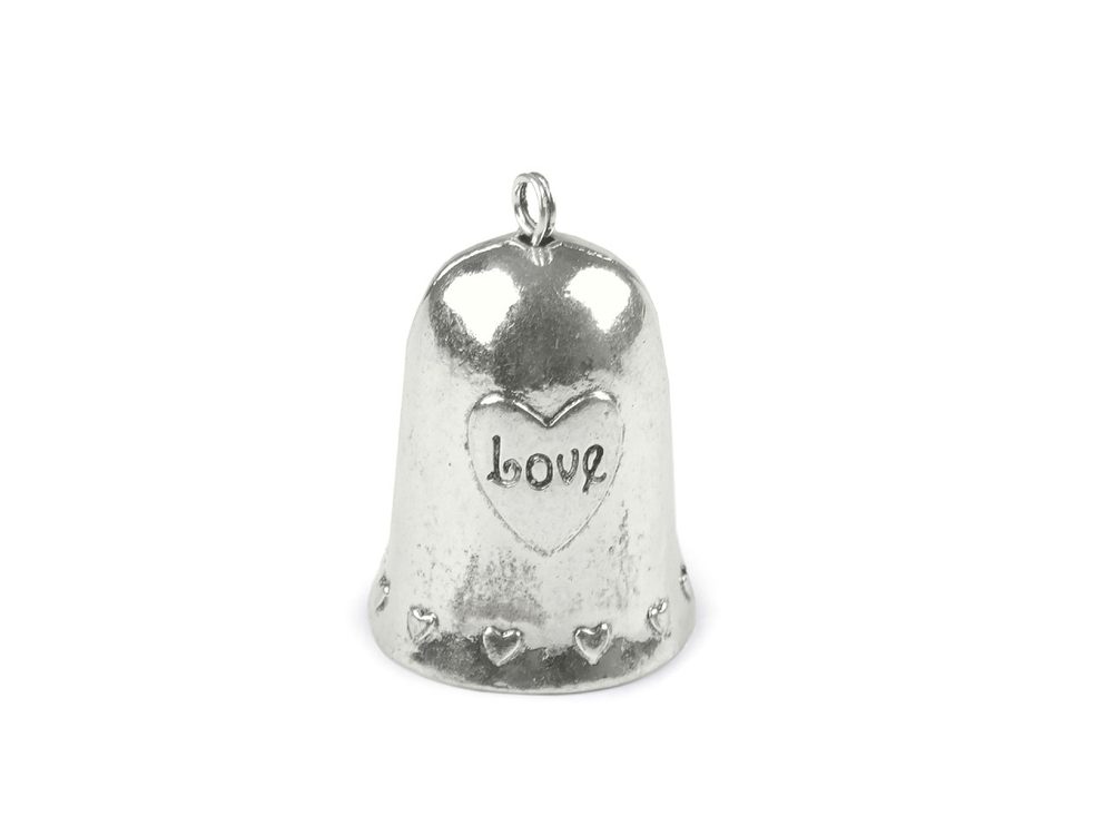 Zvoneček z nerezové oceli Love 3 cm - 1 platina