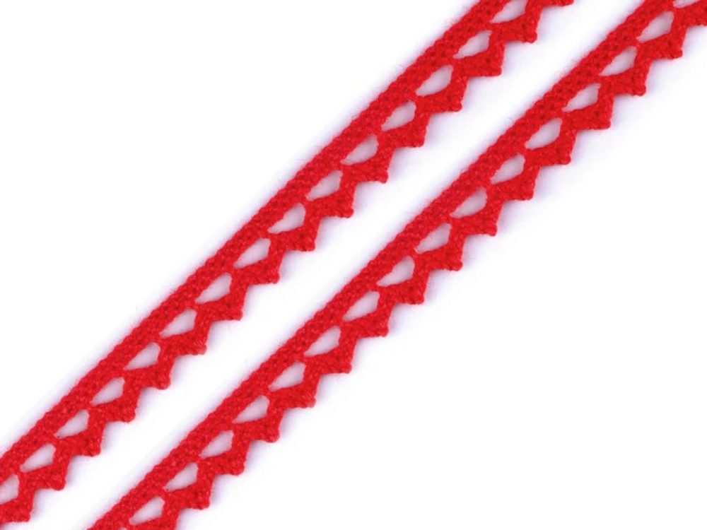 Bavlněná krajka paličkovaná šíře 9 mm návin 22 metrů - 11 červená