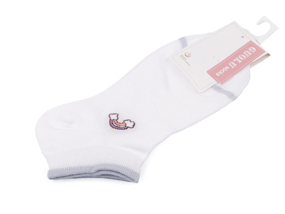 Dámské / dívčí bavlněné ponožky kotníkové - 6 bílá duha