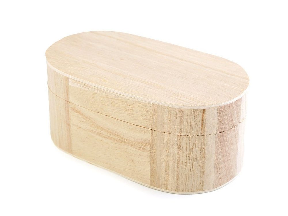 Dřevěná krabička k dozdobení - 2 přírodní ovál