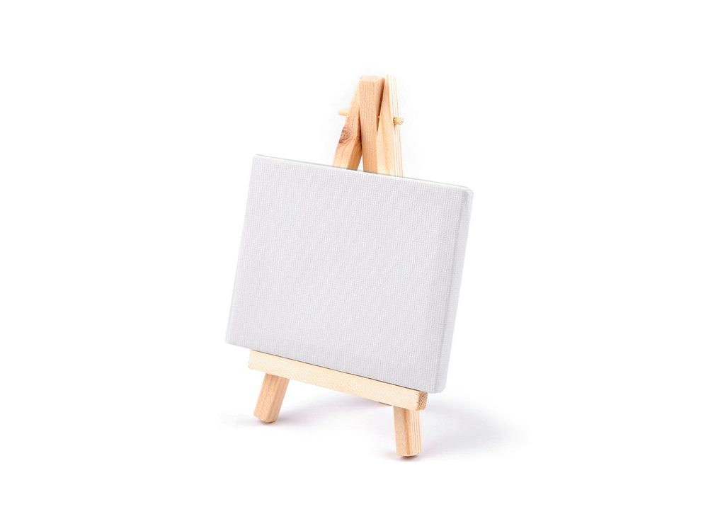 Mini malířský stojan s plátnem - 1 (8x10 cm) bílá