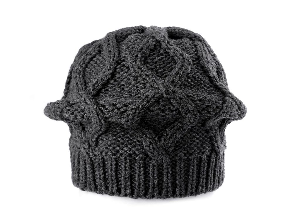 Dámský / dívčí pletený baret - 4 šedá