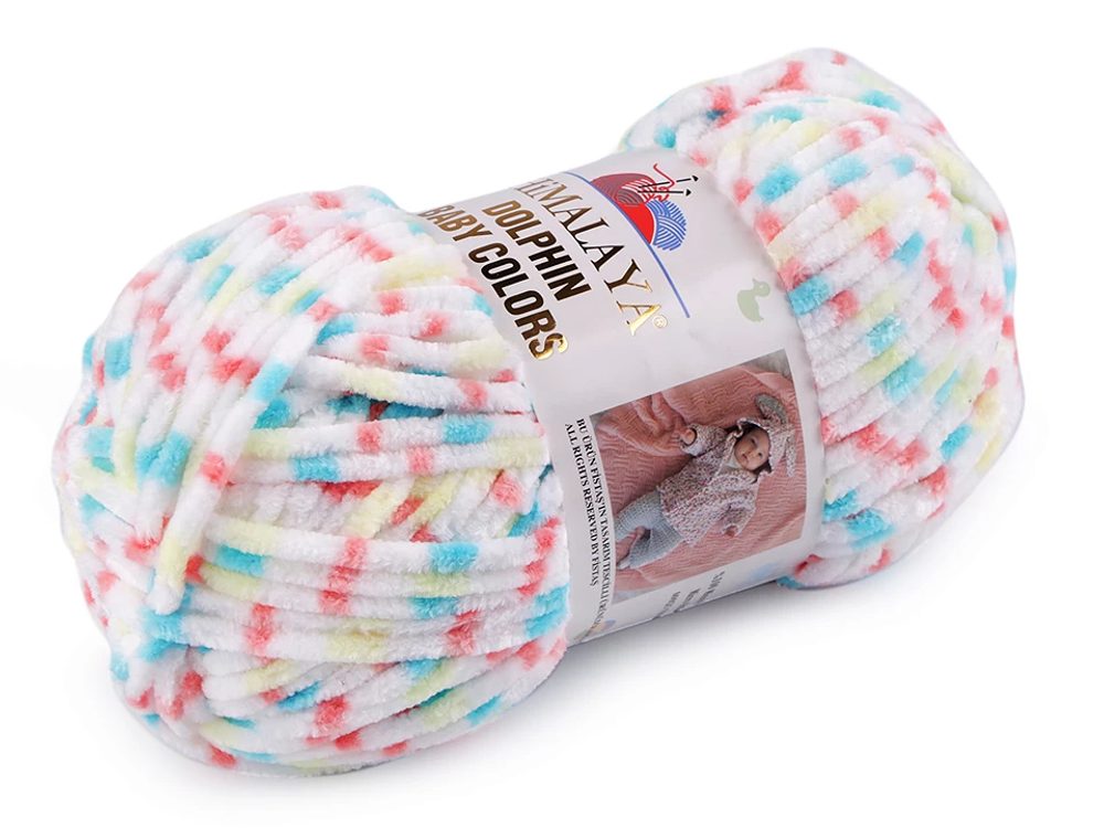 Dolphin Baby Colors Pletací žinylková příze 100 g - 15 (80429) fialová sv. bílá