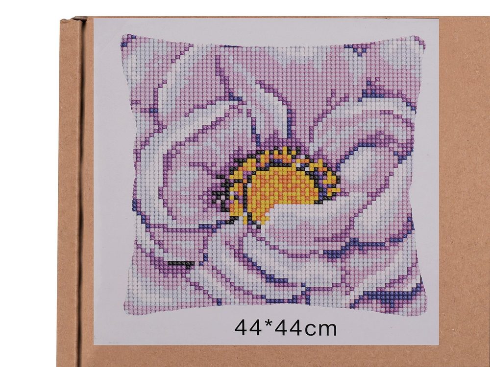 Kreativní sada povlak na polštář k vyšívání - 2 fialovorůžová květ