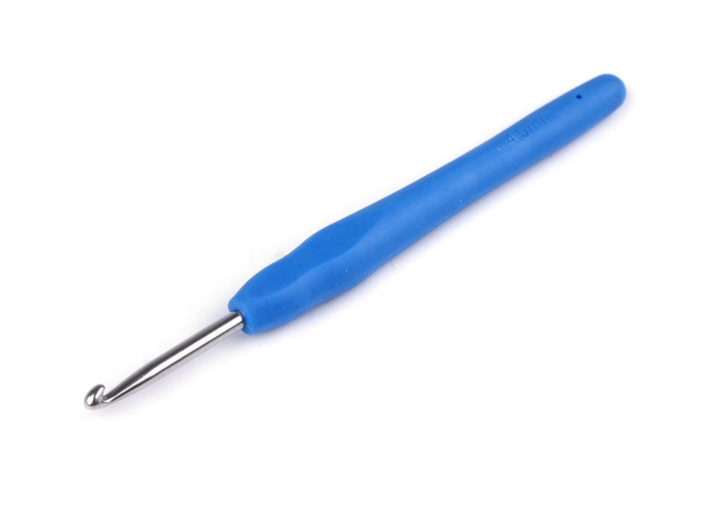 Háček na háčkování se silikonovou rukojetí vel. 2,5; 3; 3,5 - 7 (4 mm) modrá