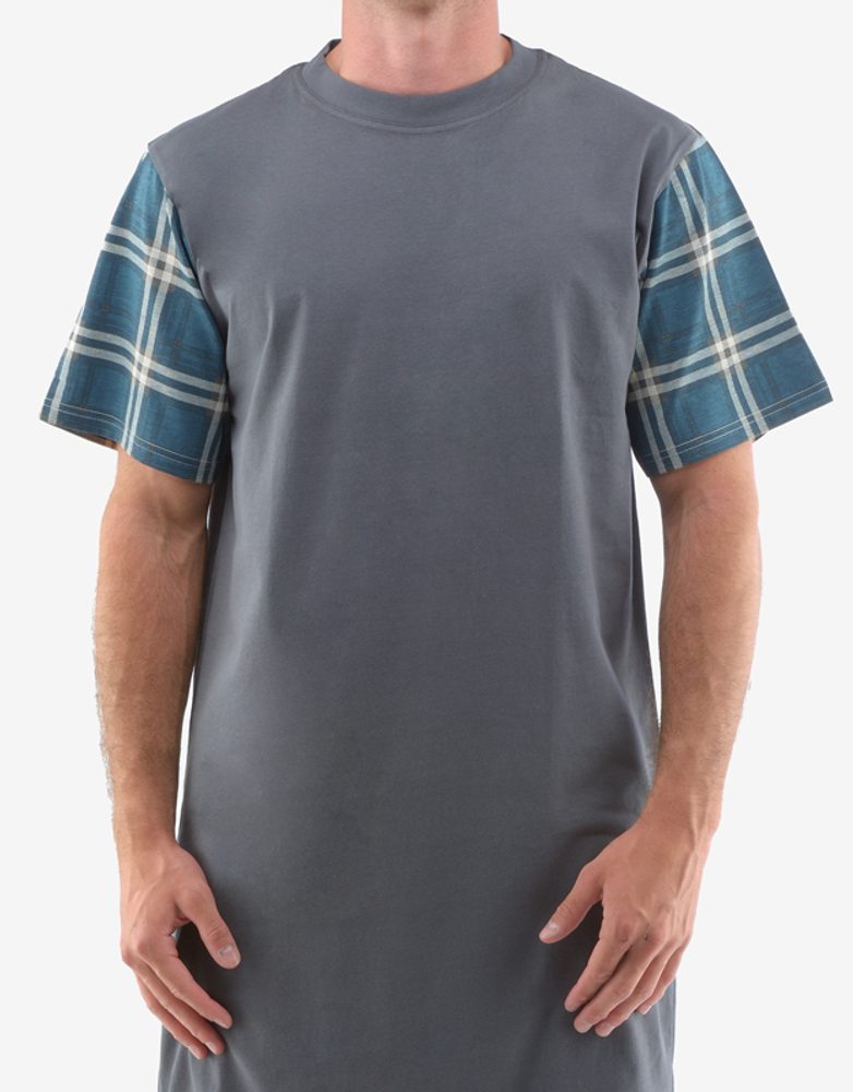 Pánská noční košile - tm. šedá petrolejová - XL