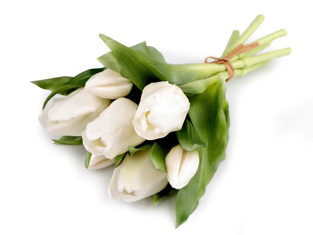 Umělá kytice tulipánů - 1 bílá