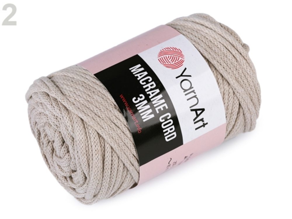 Pletací příze Macrame Cord 3mm 250 g - 2 (753) přírodní