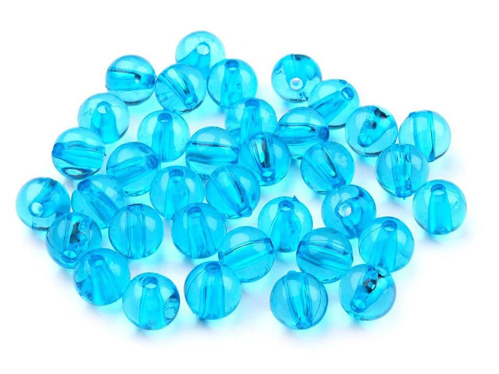 Plastové korálky Transparent Ø8 mm 20g - 8 modrá sytá