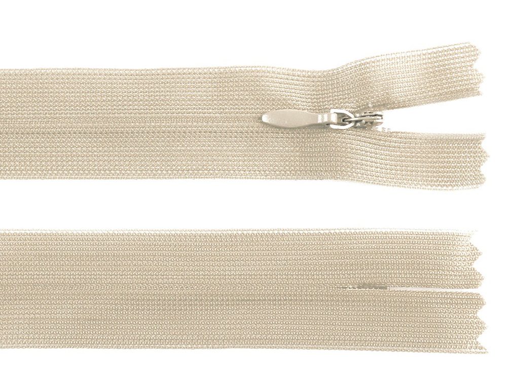 Spirálový zip skrytý šíře 3 mm délka 60 cm Dederon - 307 Biscotti